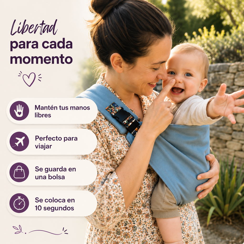 Fular Portabebé Ergonómico Nidoobaby:  Sin Nudos, hasta 20 kg
