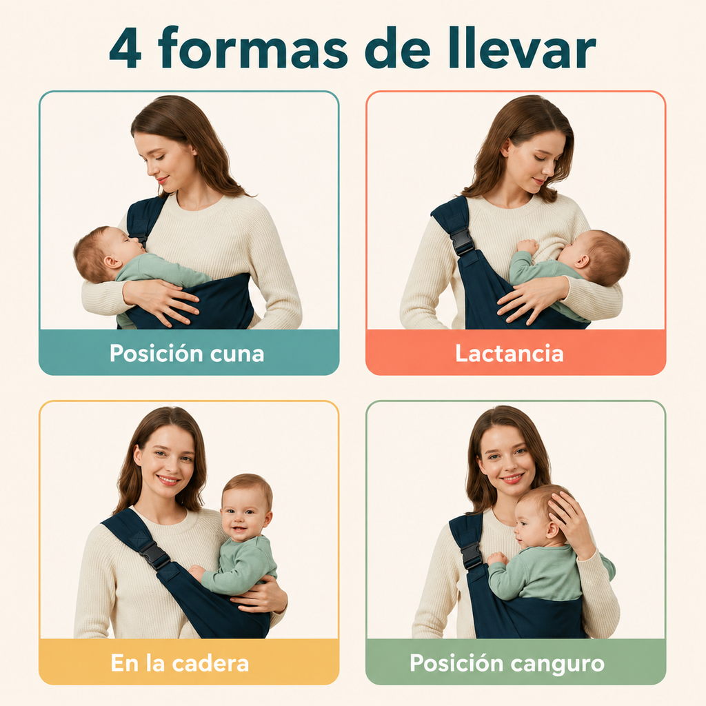 Fular Portabebé Ergonómico Nidoobaby:  Sin Nudos, hasta 20 kg