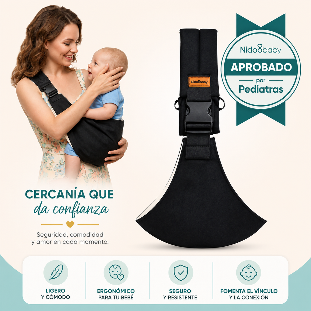 Fular Portabebé Ergonómico Nidoobaby:  Sin Nudos, hasta 20 kg